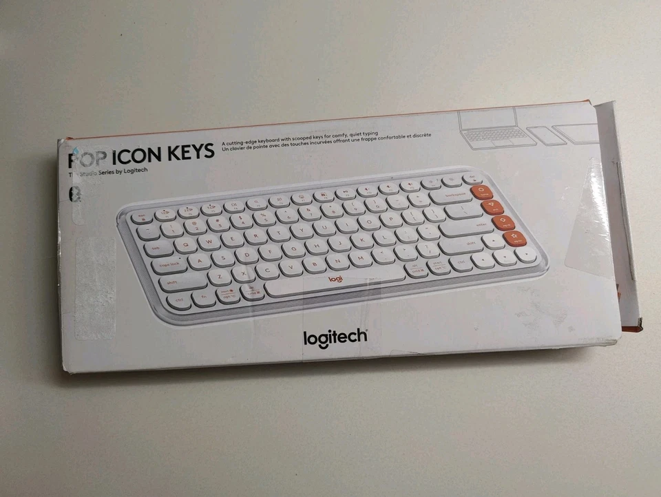 Logitech Pop Icon Keys Compact Wireless Keyboard, White/Orange 920-012935 - Image 4 of 4
