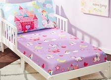 EVERYDAY KIDS Toddler Fitted Sheet and Pillowcase Set - 2 Piece, Unicorn