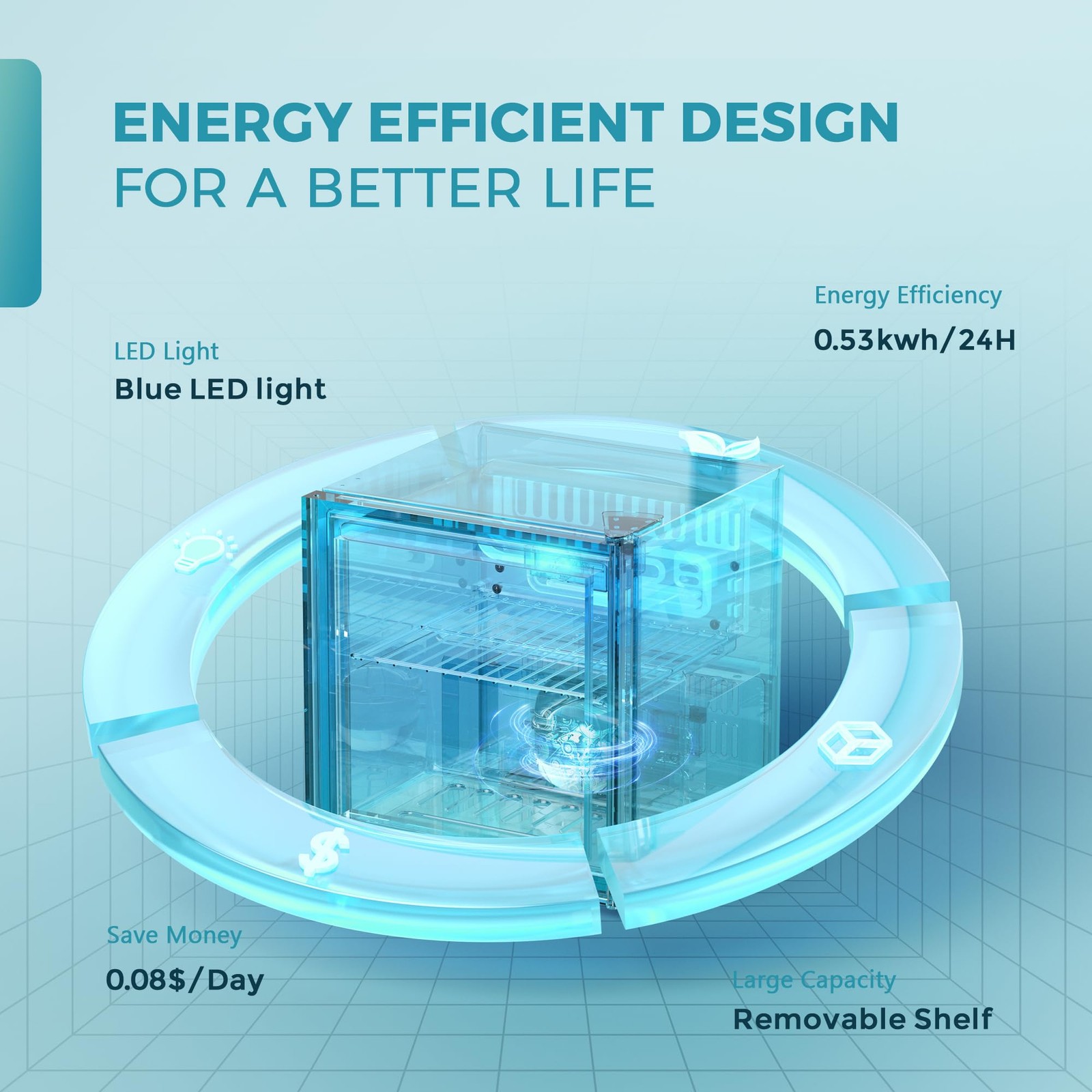 48 Can Beverage Refrigerator cooler-Mini Fridge Glass Door for Beer Drinks Wi...