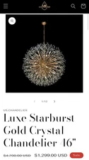 US.CHANDELIER Luxe Starburst Gold  Crystal Chandelier 46” - New/Open Box