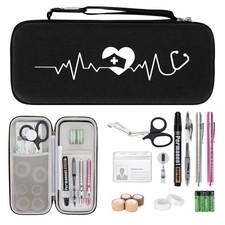 SMYV 17 pcs Stethoscope Case Kit, Nursing School Black with Supplies