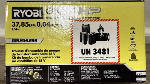Ryobi One+ HP 18v 1/4 HP Battery Powered Transfer Pump RY20WP182K  PARTS ONLY