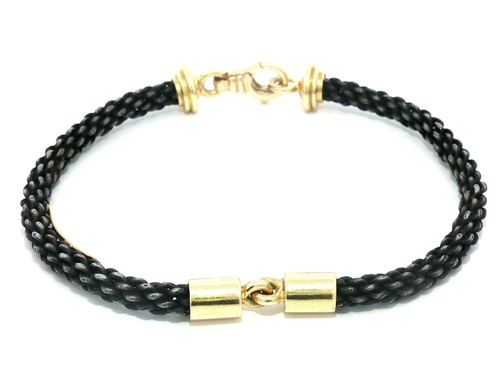 Pat Flynn Iron & 18k Yellow Gold Woven Bracelet w/ Lobster Claw Clasp