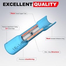 Heat Shrink Butt Connectors 22-16 AWG, 100 Pcs Waterproof Electrical Crimp Sp...