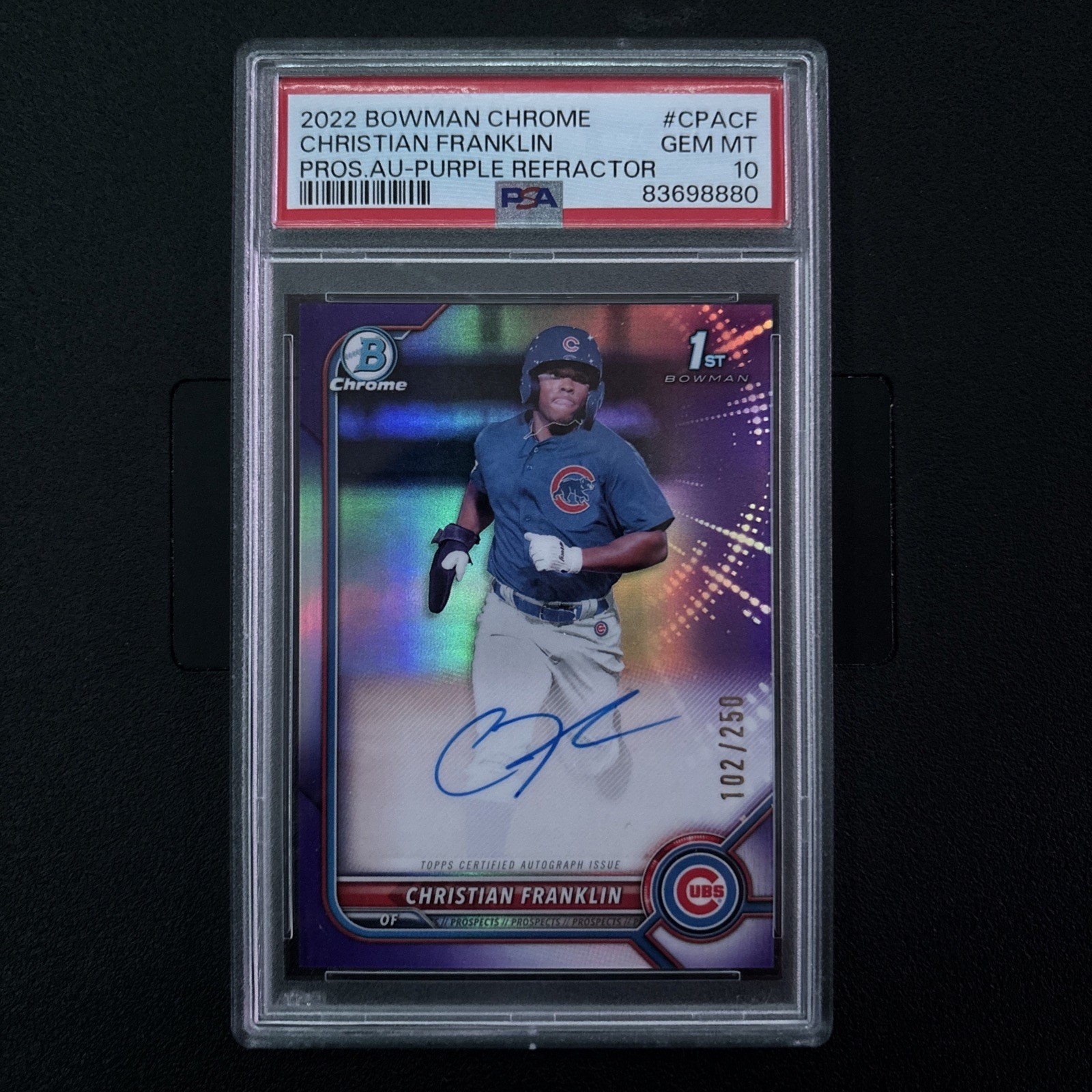 2022 Bowman Chrome 1st Christian Franklin AUTO Purple /250 #CPA-CF PSA 10