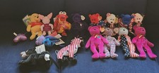 14 Disney & Ty Beanie babies - Pooh, Piglet, Mushu, Eeyore, USA Bear, Zebra