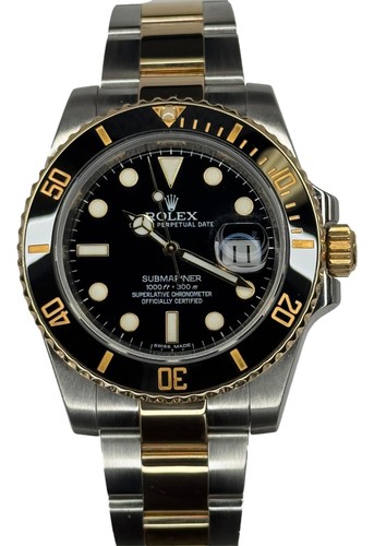 Rolex Submariner  Two tone 18k Yellow Gold Date 116613LN 40mm 2018 B&P Watch