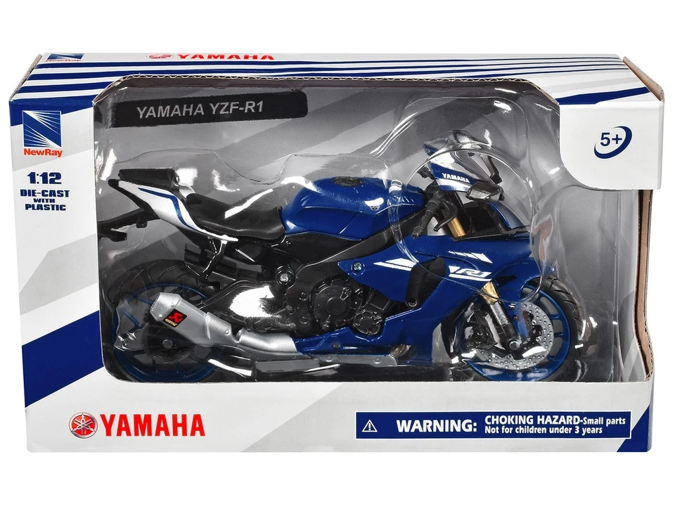NEW OFFICIAL Yamaha YZF-R1 Motorcycle Blue/Black 1/12 Diecast Model by New Ray - Image 2 of 3