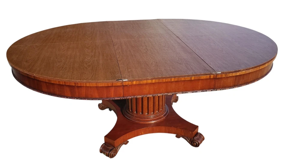 Ethan Ellen Townhouse Dining Table 30-6203 Round Pedestal with Leaf & Protector - Image 4 of 4