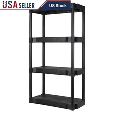 4-Tier Heavy Duty Plastic Storage Shelving Unit Garage Utility Room organizar US