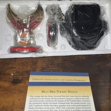 Franklin Mint Harley Davidson Motorcycle Precision Pocket Watch w/Stand NIP