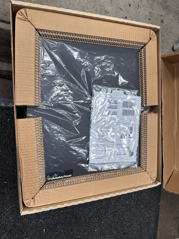 LifeSafety Power E4-2BS1 battery enclosure with two shelves. Size: 24"x20"x4.5"