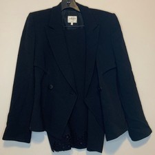 Armani Collezioni Women s Black Suit Set Skirt Blazer lightweight Wool Size 8