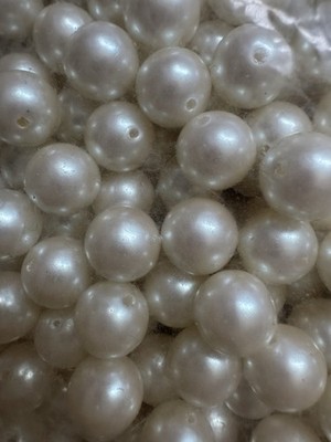 108Pcs Faux Pearl Beads for Crafting 3/8 D w/ Hole ABS Round ivory white