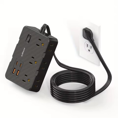 Ultra Thin Flat Plug Extension Cord with 4 USB Ports(2 USB C), 5ft Surge Protect