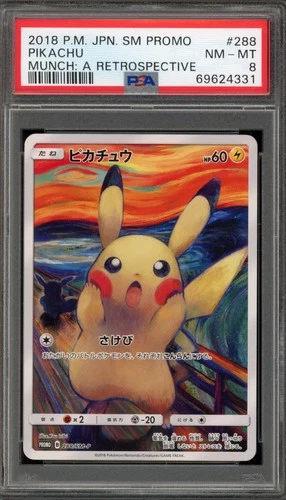 Pokemon Pikachu Scream Munch Retrospective JPN Full Art Promo 288/SM-P PSA 8