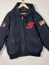 Snap On Tools Coat Men s XL Black 95th Anniversary Flag Work Hooded Quilt Lined