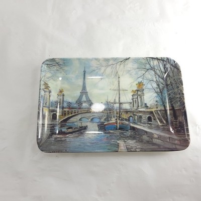 Vintage Decora Spain Paris Eiffel Tower Scene Rectangular Tray Dish Small READ