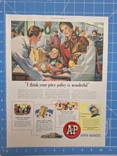 A & P Christmas Shopping Food 1950 Print Ad