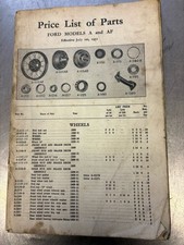 Ford Model A and AF Parts Price List 1931