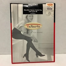 NIP Talbots Pantyhose Microfiber Opaque Control Top with Lycra 3D Size C Black