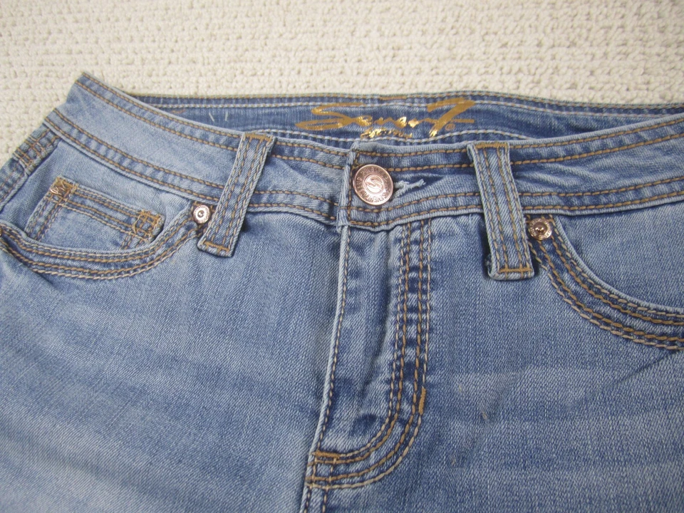 Pantalones Cortos Para Mujer Seven 4 Azul Jeans Denim Rodeo Cortos Bigotes Mezcla de Algodón Foto 2 de 4