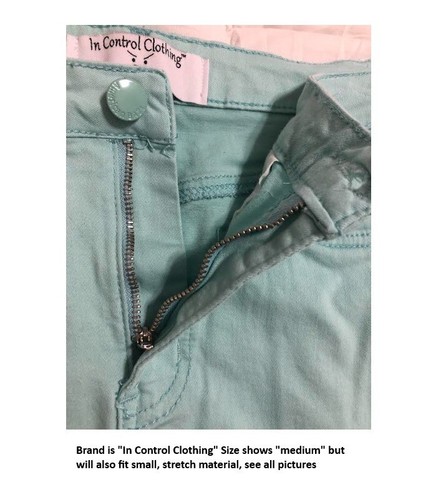 Women's Teal Stretch Mini-Skirt by "In Control Clothing" Size S/Med pre-owned - Picture 3 of 6