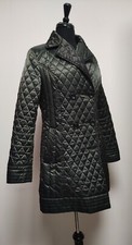 Edina Ronay Quilted Ladies Coat Uk10 Dark Olive Green Buttons, Pockets, Used