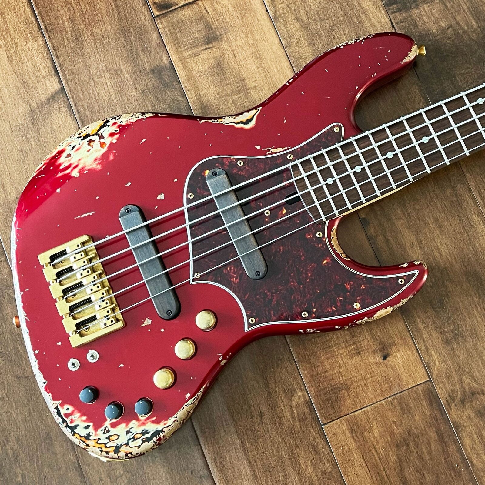 Xotic XJ-1T Jazz-Style 5-String Bass Guitar Candy Apple Red Rosewood