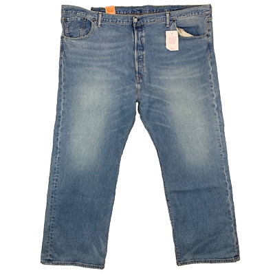 Levi's 501 hellblaue Waschung gerades Bein Stretch Knopfleiste Jeans Größe W50 L29