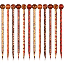 12 Pieces Wooden Hair Sticks Bulk Vintage Japanese Chinese Hairpins for Women De