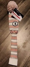 MAXFLI Vintage Style Golf Knit Head Cover W/ Pom, Fairway 3 . White  Grey.