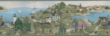 Brewster SKB45063 Lighthouse Fishery Town Wall Border, 8.25" x 180"