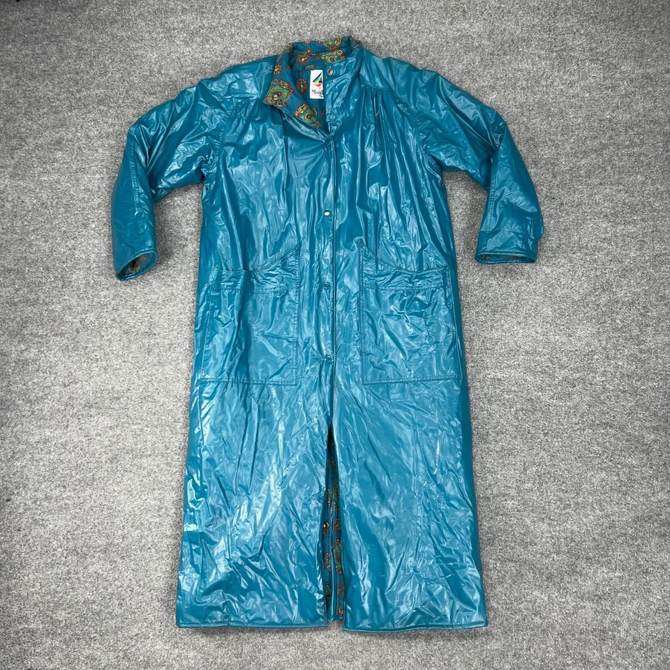 Abrigo de lluvia vintage Misty Harbor para mujer M mediano impermeable botón a presión largo *LEER Foto 2 de 4