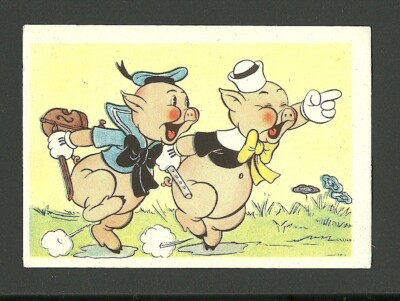 Three Little Pigs & Big Bad Wolf Vintage 1950s Walt Disney Card  Belgium #9