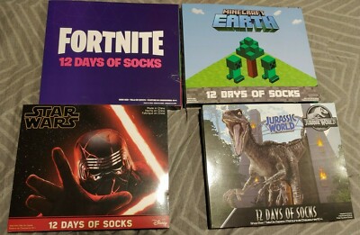 Boys 12 Days of Socks  Minecraft Fortnite Jurassic World Star Wars -1495