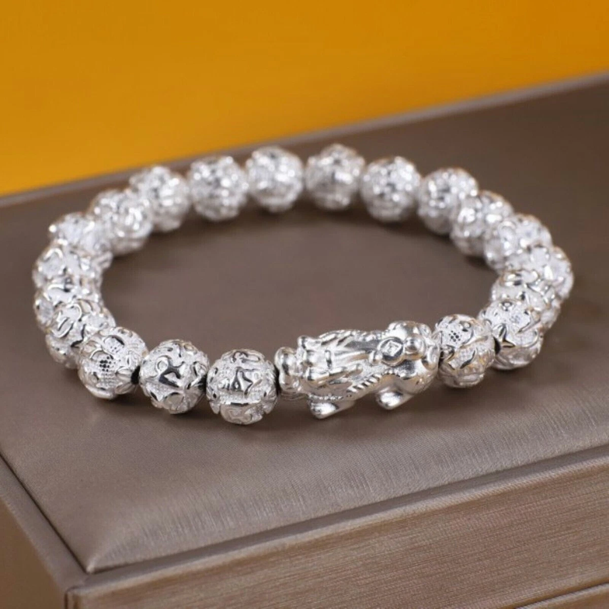 Pure S999 Sterling Silver Bangle Men Women Lucky Mantra Pure S999 Sterling Silver Bangle Men Women Lucky Mantra