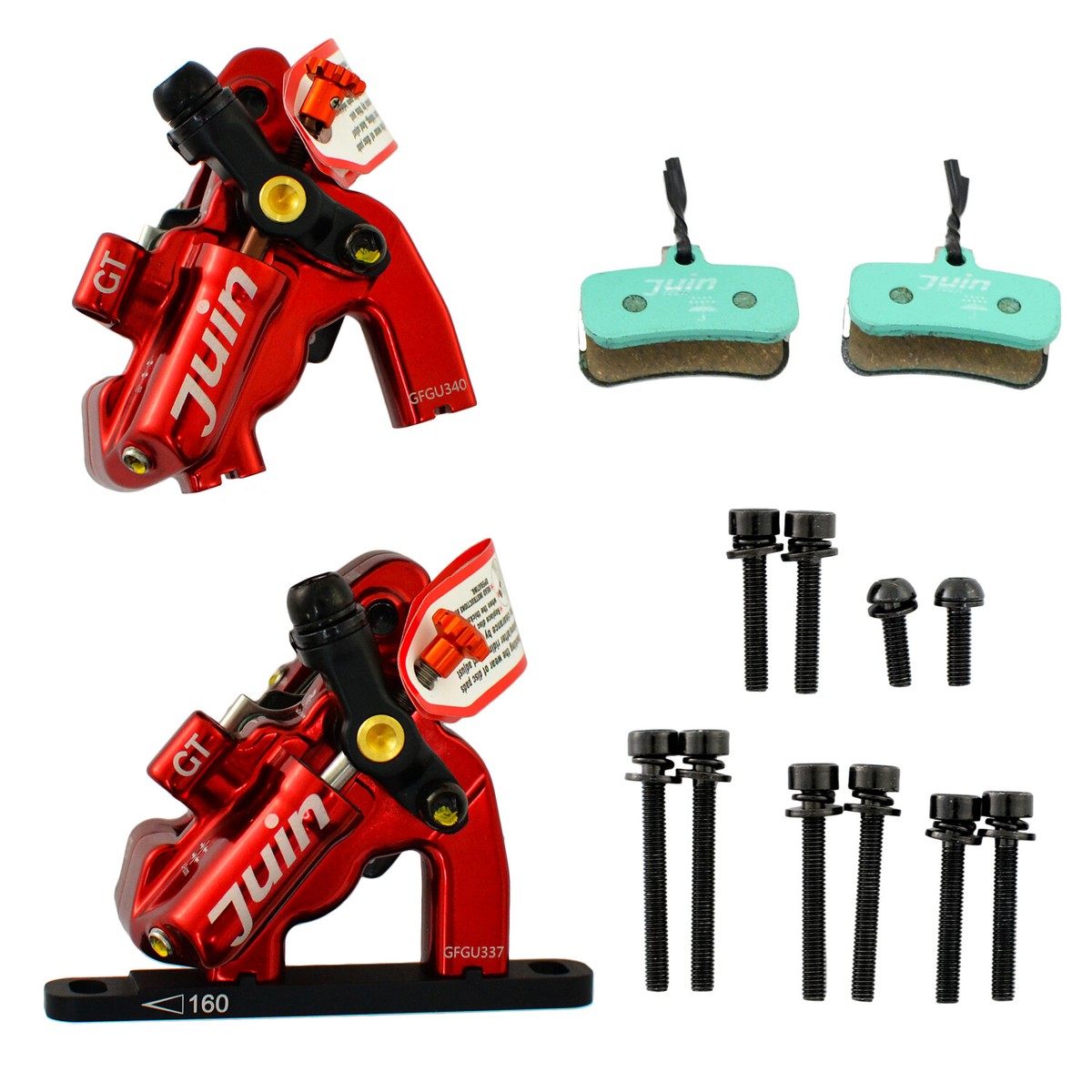 ブレーキ JUIN TECH GT-F 4 Pistons FlatMount Road CX Hydraulic Disc Brake Caliper Set, RD, JT2413 JUIN TECH GT-F 4 Pistons FlatMount Road CX Hydraulic Disc Brake