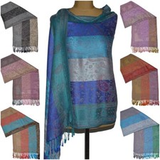 Pashmina Style Schal Tuch Pareo Schleier Dupatta Indisch Stola Paisley Gewebt 24
