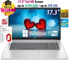 HP Laptop 17.3" HD Intel i3-N305 Up to 32GB RAM  2TB SSD Windows11 Pro OFFICE