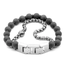 Skull Bracelet Skull Black Marble & Steel Box Chain Bracelet by Controse