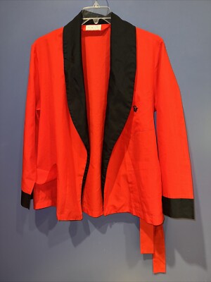Mens 42” Chest Short Red Smoking Jacket, 1960 Christian Dior