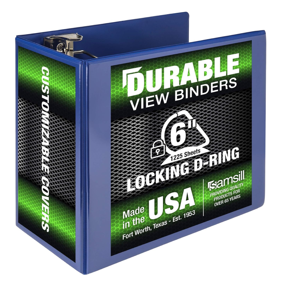 Durable 6 Inch Binder, Made in the USA, Locking D Ring Binder