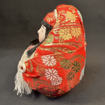 PV09087 Vintage Japanese Wedding Hime Daruma Doll Gofun Face Red