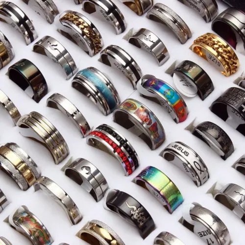 50pcs Stainless Steel Rings Wholesale Men Women Fashion Jewelry Ring lot
