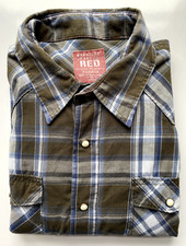 Wrangler Jeans Co. RED Pearl Snap Western Shirt Men's XL Cotton / Poly Plaid