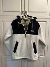 Eddie Bauer EBTEK Fleece 1/4 zip Hoodie Black/White Men's Size Small NEW w/tags