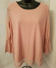 Attention Womens Shirt Top Blouse Size M Medium Pink Polka Dot