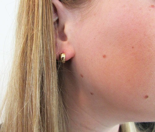 14K Yellow or White Gold Wide Huggie Hoop Earrings .40 in (10mm) (6mm Wide) - Picture 2 of 12