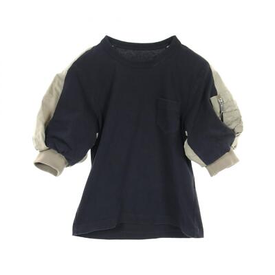 サカイ sacai 24SS Nylon Twill x Cotton Jersey T-Shirt ドッキングＴシャツ 24 07169 ネイビー 2120700188384_1.jpg